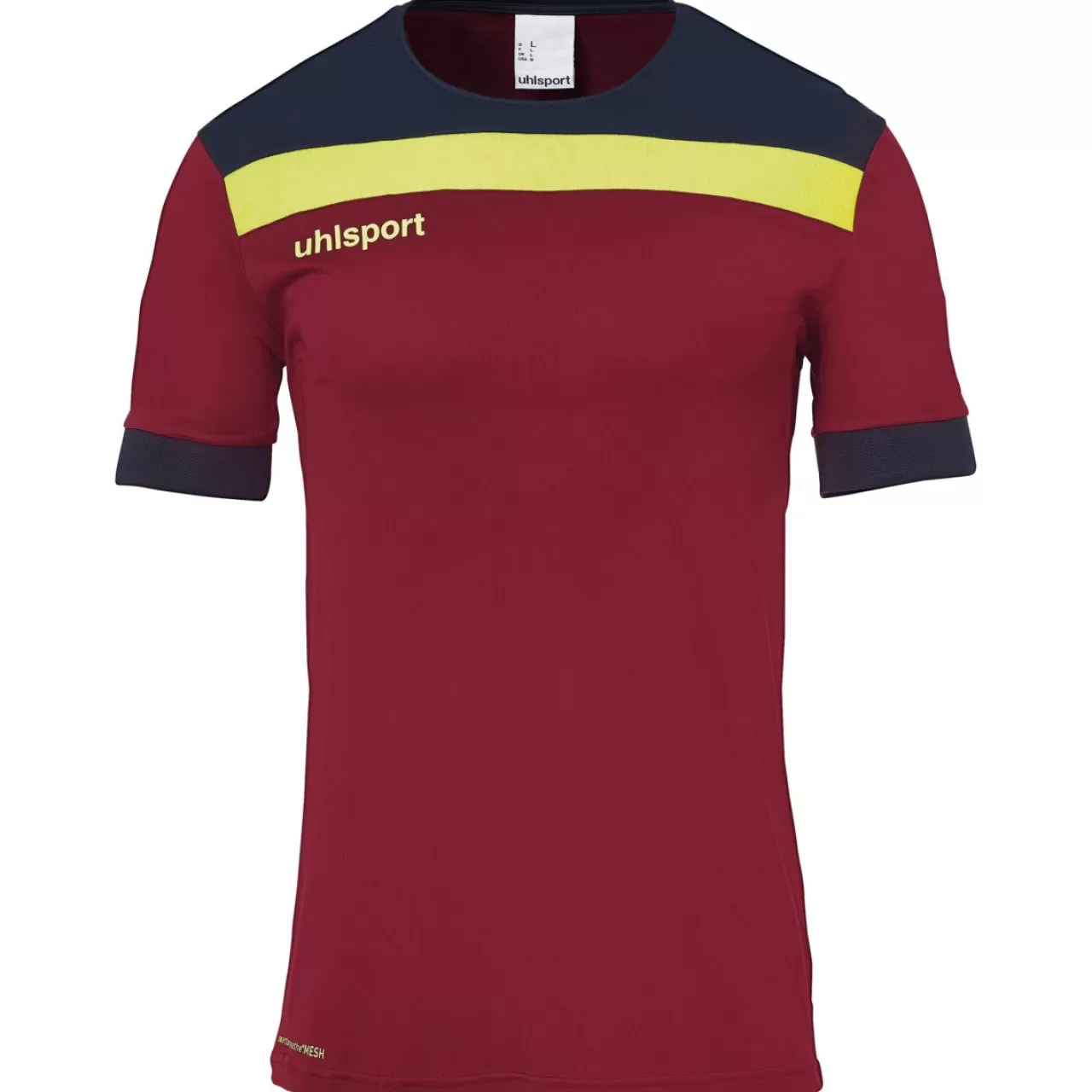 uhlsport Maillots*Offense 23 Trikot Kurzarm Bordeaux/Bleu Marine/Jaune Fluo